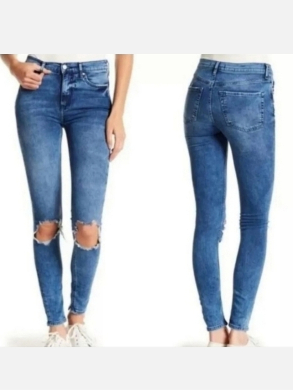 FREE PEOPLE Busted Knee Blue Jeans Size 31